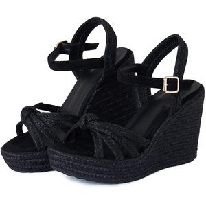 Black Espadrille Wedge